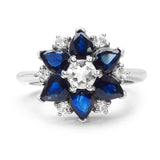 2.88 Carat Genuine Blue Sapphire & White Topaz .925 Sterling Silver Ring