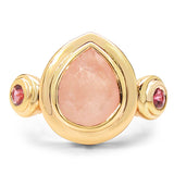 14K Rose Gold Plated 2.91 Carat Genuine Morganite & Rhodolite .925 Sterling Silver Ring