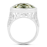 7.90 Carat Genuine Green Amethyst .925 Sterling Silver Ring