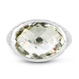 7.90 Carat Genuine Green Amethyst .925 Sterling Silver Ring