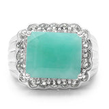 7.85 Carat Genuine Emerald & White Topaz .925 Sterling Silver Ring