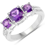 1.58 ct. Genuine Amethyst & White Topaz .925 Sterling Silver Ring