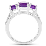 1.58 ct. Genuine Amethyst & White Topaz .925 Sterling Silver Ring