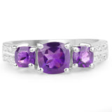 1.58 ct. Genuine Amethyst & White Topaz .925 Sterling Silver Ring