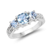 1.98 ct. Genuine Blue Topaz and White Topaz .925 Sterling Silver Ring