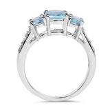 1.98 ct. Genuine Blue Topaz and White Topaz .925 Sterling Silver Ring