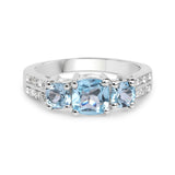 1.98 ct. Genuine Blue Topaz and White Topaz .925 Sterling Silver Ring