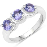 1.05 carat Genuine Tanzanite .925 Sterling Silver Ring for women