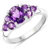 1.80 carat Genuine Amethyst .925 Sterling Silver Ring for women
