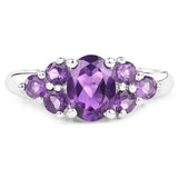 1.80 carat Genuine Amethyst .925 Sterling Silver Ring for women