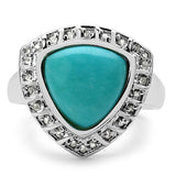 2.22 Carat Genuine Turquoise & White Topaz .925 Sterling Silver Ring