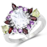 3.25 Carat Genuine Multi Stone .925 Sterling Silver Ring