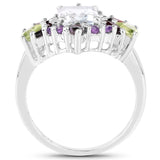 3.25 Carat Genuine Multi Stone .925 Sterling Silver Ring