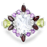 3.25 Carat Genuine Multi Stone .925 Sterling Silver Ring