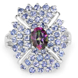 2.86 Carat Genuine Mystic Topaz and Tanzanite .925 Sterling Silver Ring