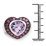 3.95 Carat Genuine Amethyst & Rhodolite .925 Sterling Silver Ring