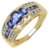 1.05 Carat Tanzanite & White Diamond 10K Yellow Gold Ring