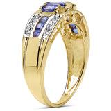 1.05 Carat Tanzanite & White Diamond 10K Yellow Gold Ring