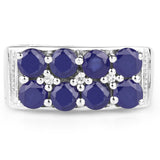 2.87 Carat Glass Filled Sapphire and White Topaz .925 Sterling Silver Ring