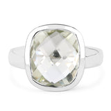 6.35 Carat Genuine Green Amethyst .925 Sterling Silver Ring