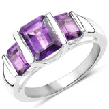 2.70 carat Genuine Amethyst .925 Sterling Silver Ring for women