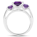 2.70 carat Genuine Amethyst .925 Sterling Silver Ring for women