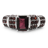 3.20 Carat Genuine Rhodolite & Garnet .925 Sterling Silver Ring