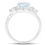 1.76 carat Genuine Blue Topaz & White Topaz .925 Sterling Silver Ring for women