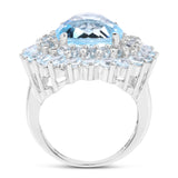 11.26 Carat Genuine Blue Topaz .925 Sterling Silver Ring