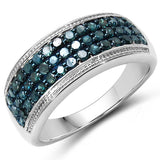 0.68 Carat Genuine Blue Diamond .925 Sterling Silver Ring
