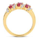 14K Yellow Gold Plated 0.93 Carat Genuine Glass Filled Ruby .925 Sterling Silver Ring