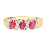 14K Yellow Gold Plated 0.93 Carat Genuine Glass Filled Ruby .925 Sterling Silver Ring