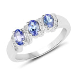 0.75 Carat Genuine Tanzanite .925 Sterling Silver Ring