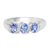 0.75 Carat Genuine Tanzanite .925 Sterling Silver Ring