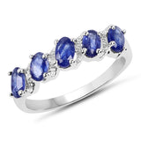 1.75 Carat Genuine Glass Filled Sapphire .925 Sterling Silver Ring