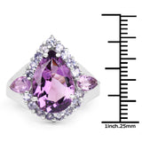 6.59 Carat Genuine Amethyst and Tanzanite .925 Sterling Silver Ring