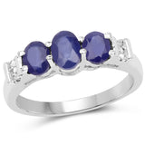 1.58 ct. Glass Filled Sapphire and White Diamond .925 Sterling Silver Ring for women