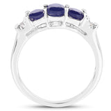 1.58 ct. Glass Filled Sapphire and White Diamond .925 Sterling Silver Ring for women