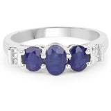 1.58 ct. Glass Filled Sapphire and White Diamond .925 Sterling Silver Ring for women