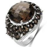 15.49 Carat Genuine Smoky Quartz .925 Sterling Silver Ring