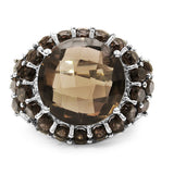 15.49 Carat Genuine Smoky Quartz .925 Sterling Silver Ring