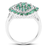 1.74 Carat Genuine Emerald .925 Sterling Silver Ring