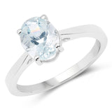 1.50 Carat Genuine Aquamarine .925 Sterling Silver Ring