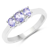 0.67 Carat Genuine Tanzanite .925 Sterling Silver Ring