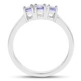 0.67 Carat Genuine Tanzanite .925 Sterling Silver Ring