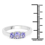 0.67 Carat Genuine Tanzanite .925 Sterling Silver Ring
