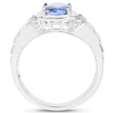 1.16 ct. Genuine Tanzanite and White Diamond .925 Sterling Silver Ring