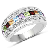1.49 Carat Genuine Multi Stone .925 Sterling Silver Ring