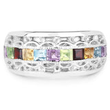 1.49 Carat Genuine Multi Stone .925 Sterling Silver Ring