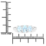 0.95 Carat Genuine Aquamarine and White Diamond .925 Sterling Silver Ring